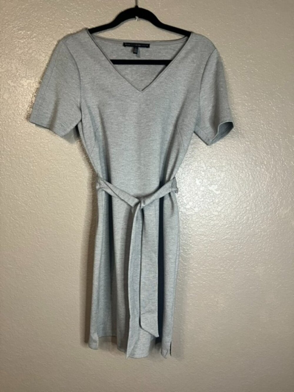 White House Black Market Gray V-Neck Tie Waist Dress Size S